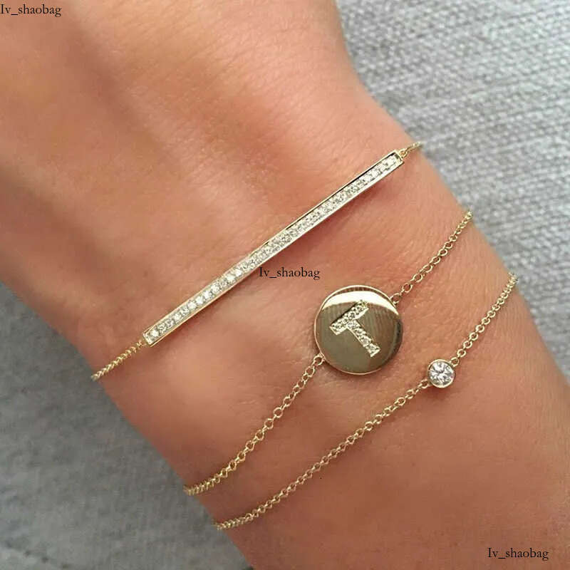 GB17 RINNTIN 14K Solid Yellow Gold Lobster Clasp Strand Cut Cable Chain Solitaire Bezel Set Moissanite Dia Bracelet