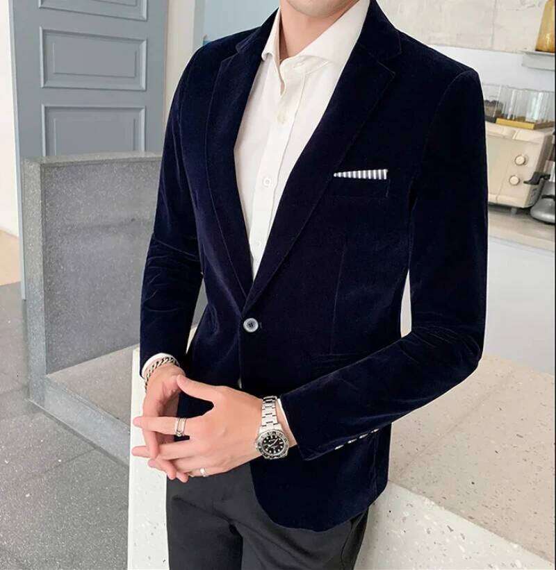 Men's Fashion Business Corduroy Shirt Gentleman British Style Casual Slim-fit Wedding Work Mens Blazer Jacket 5XL