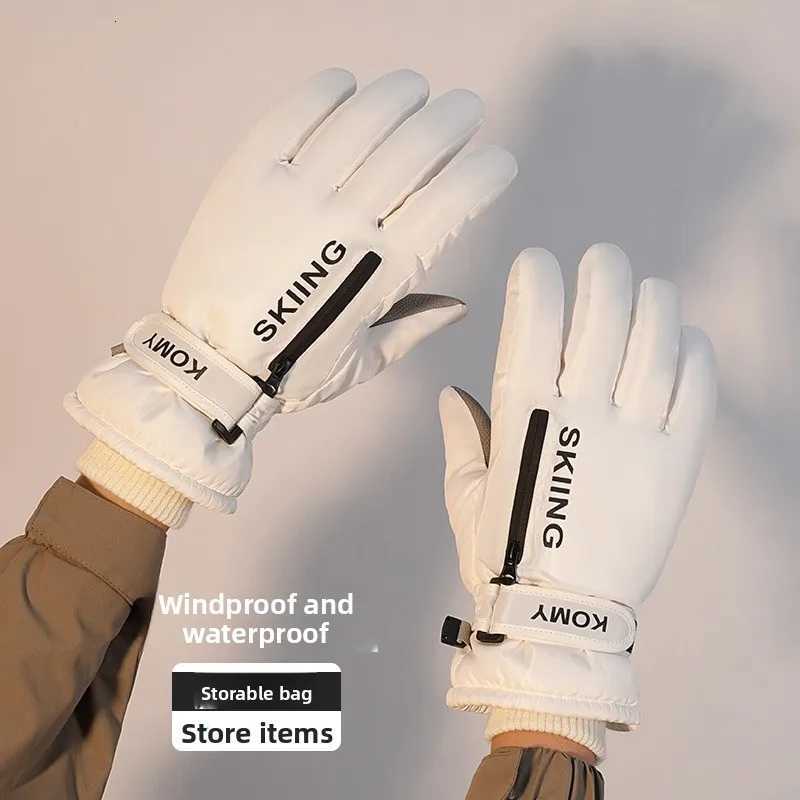 Skiing and cycling outdoor gloves for men and women in winter warm and thickened with fleece anti splashing and anti slip Z250925