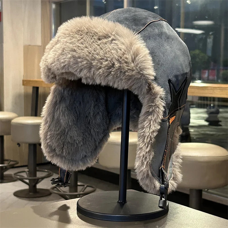 Autumn Winter Half Star Thicken Faux Fur Earflap Hat Ushanka Bomber Women Men Ski Ride Travel Casual Warm Cap 250929