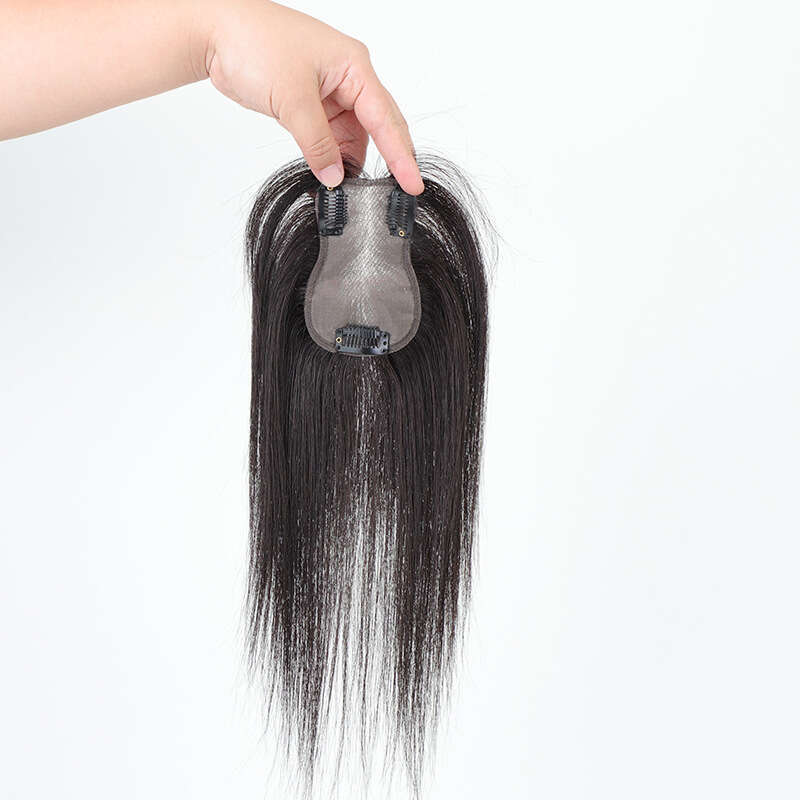Hairpiece with Side Bangs, Fully Handwoven Real Human Hair, Platinum Top Hairpiece, Lightweight and Breathable, Increases Hair Volume, Xuchang