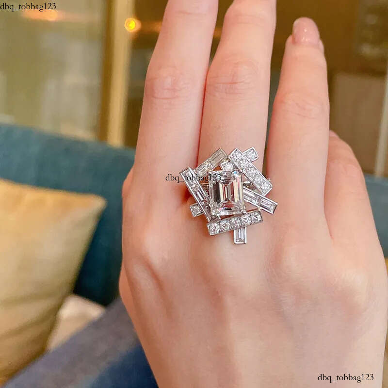 Choucong Brand Wedding Rings Elegant Sparkling Vintage Jewelry Sterling Sier Princess Cut White Topaz CZ Dia Geometry Party Women Cross Band Ring Gift