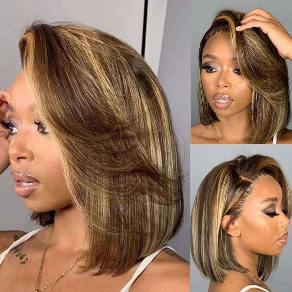 Highlight Short Straight Body Curly Bob Lace Front Human Hair Wigs Piano Cheap Wig On Clearance Seal Xiusiyuan2510
