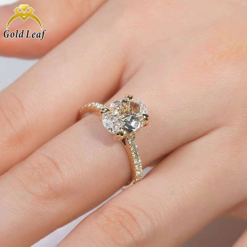 Leaf Jewelry LGl Oval Cut VVS Lab Grown Engagement Luxurious Women's Gold Wedding Ring