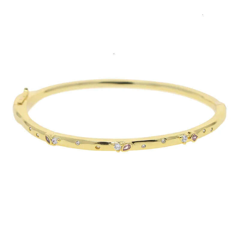 DHCollections Designer Inner Size 58 60mm Pink Blue Waterdrop Bangle Elegant Bracelet Earrings Gold Plated Pave Cubic Zircon Women Party Gift Jewelry 