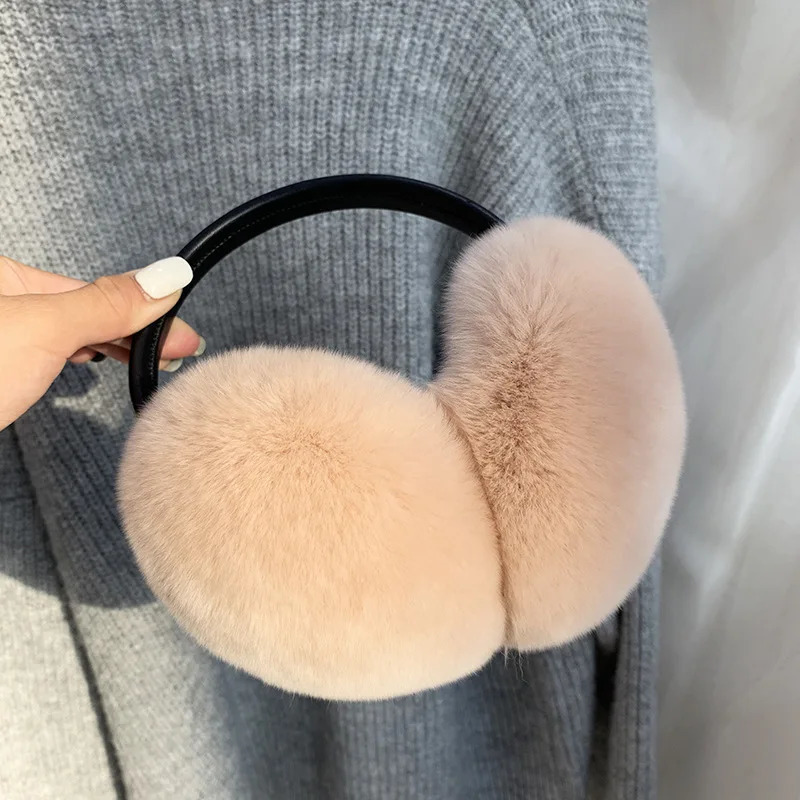 Natural 100 Rex Rabbit Fur Earmuffs Fashion Women Warm Russia Winter Real Fur Earmuffs Children Ear Cover fur Earlap Girl 250930