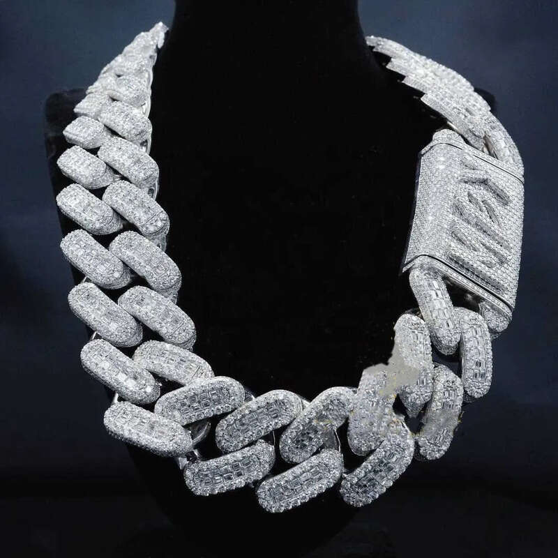 pendant cuban k moissanite chain Necklaces Iced Out Pass Dia Tester Sterg Sier Necklace Vvs Moissanite necklace chains for men