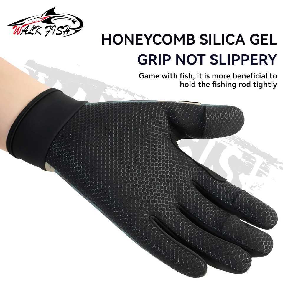 WALK FISH Fishing Gloves Flip Finger Touch Screen Thickened Silicone Antislip Waterproof Wearresistant Fall Winter Outdoor Z250925