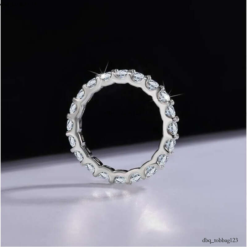 2024 Sparkling Gorgeous Handmade Full Round Cut Moissanite Dia Gemstones Wedding Rings Pure 100% Sterling Sier Party Eternity Women Band Ring Gift