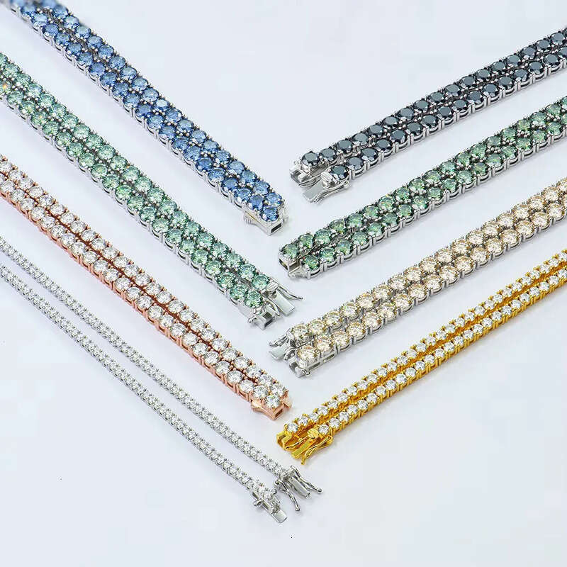 Hip Hop Women Men White champagne Black Blue Green Colored Vvs Ice Out Gra Dia Moissanite Jewelry Tennis Necklace Link Chain