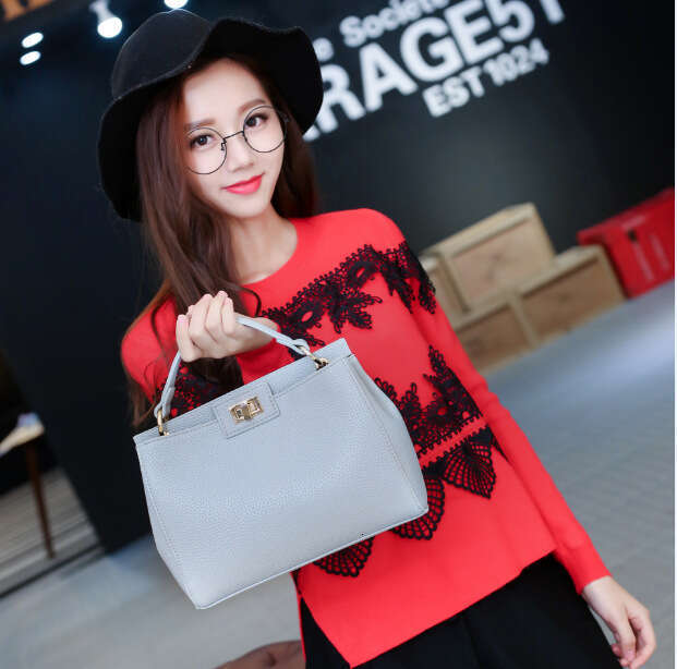 designer bag Luxury bag New Lychee Pattern Classic Kitten Style Gold Lock Single Shoulder Crossbody Women's Bag