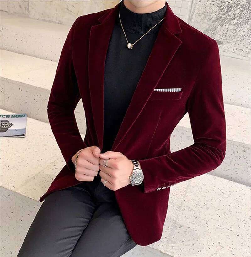 Men's Fashion Business Corduroy Shirt Gentleman British Style Casual Slim-fit Wedding Work Mens Blazer Jacket 5XL