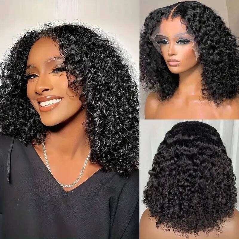 Glueless Wave 250% 13X6 Transparent HD Lace Front 100% Human Hair Deep Curly Short Bob Wigs Pre Plucked Xiusiyuan2510