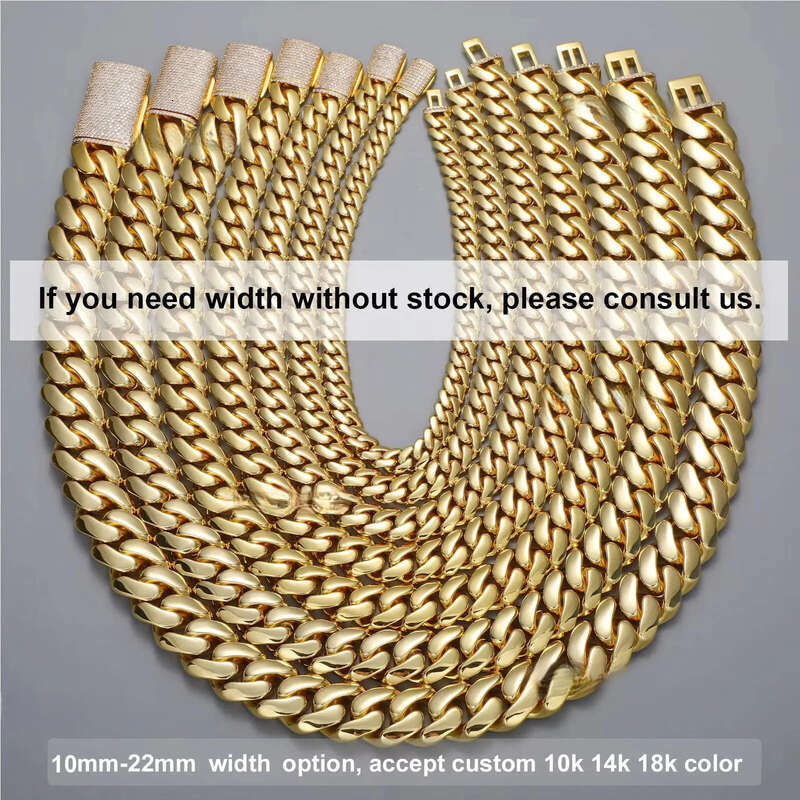Cadenas cubana Wholesale Hip Hop Jewelry 14K Gold Plated Choker Solid Miami Cuban k Chain Necklace For Men