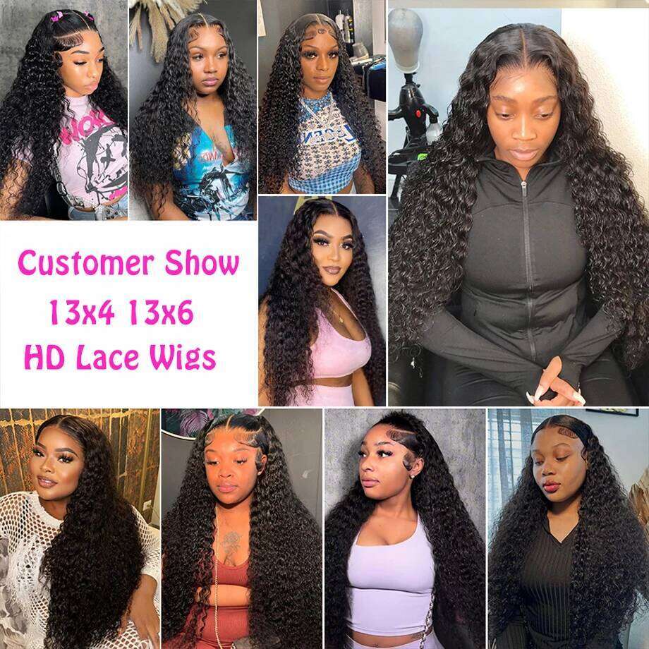 Deep 13X6 HD 200% Transparent 13X4 Water Wave Frontal Human Hair Wigs For Women 4X4 Lace Wig Xiusiyuan2510