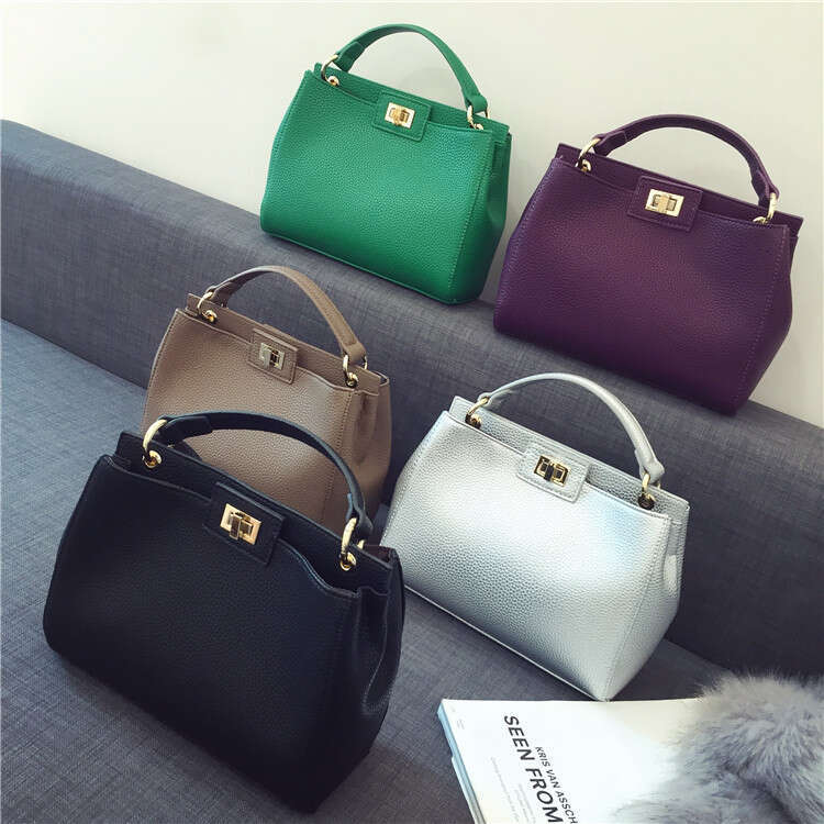 designer bag Luxury bag New Lychee Pattern Classic Kitten Style Gold Lock Single Shoulder Crossbody Women's Bag
