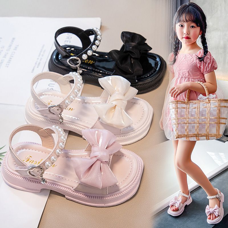 Toddler Girls Designer Sandals Princess Soft with Pearls Sweet Children Sandals Kidszworld Open Toes Kids Summer Shoes Size 26 - 36 US9C-US4Y K0698