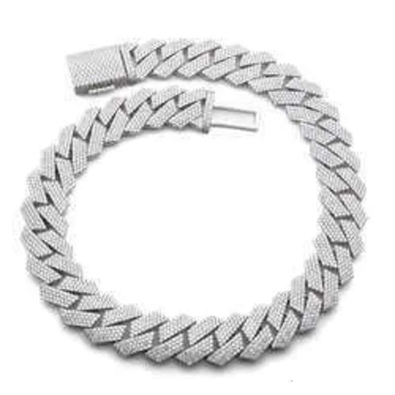 Thick Mens Hip Hop Dia Necklace Sier Iced Out 4 Row Cluster 24mm Moissanite Cuban Chain