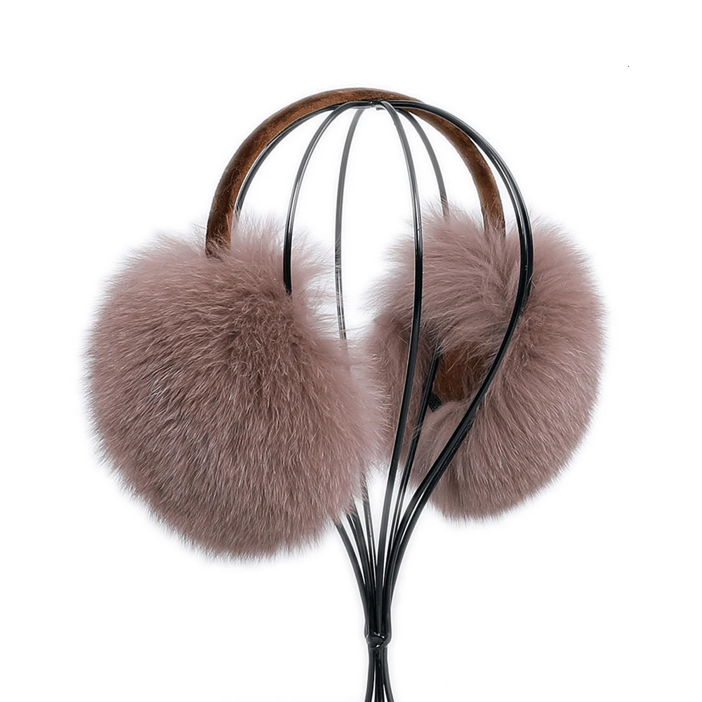 Full Piece 100 Real Fox Fur Womens Winter Earmuffs Ear Warmer Ear Protection Girls Ear Muffs Headwear 250930