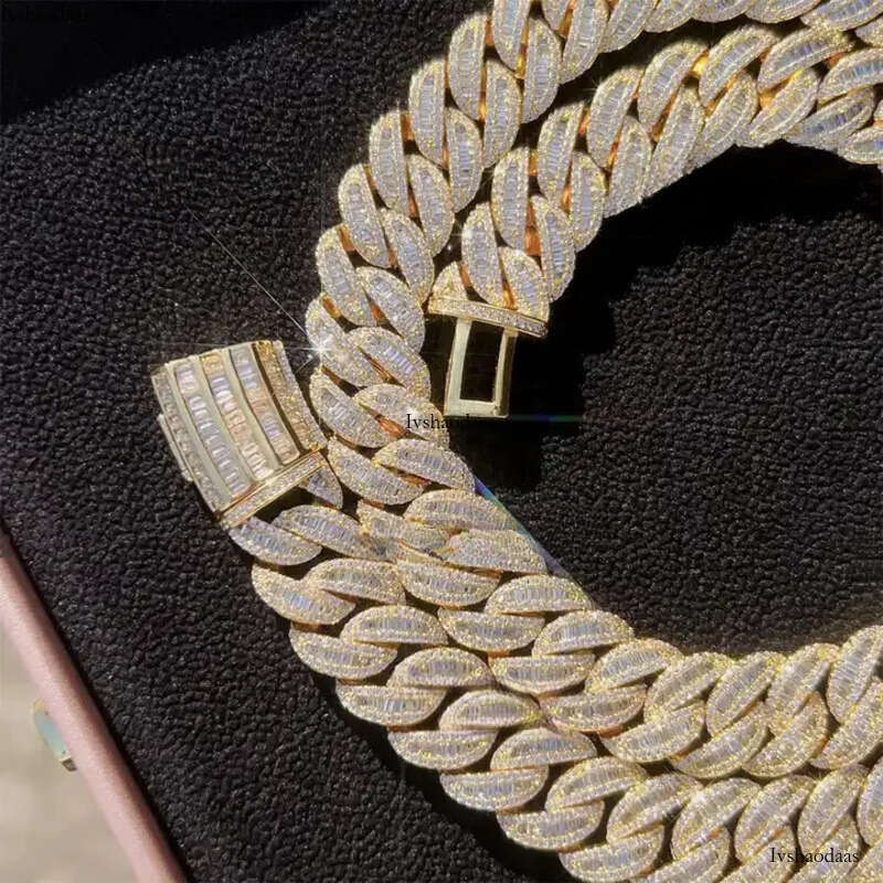 15mm 18mm 20mm Moissanite Fine Sterling Sier Necklace Fashion Hip-Hop Cuban Link Chain Brand Jewelry