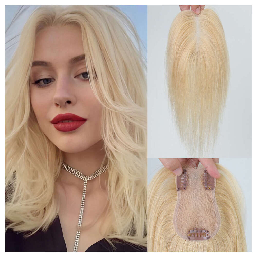 Hairpiece with Side Bangs, Fully Handwoven Real Human Hair, Platinum Top Hairpiece, Lightweight and Breathable, Increases Hair Volume, Xuchang