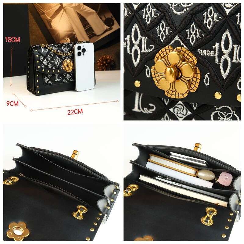 Luxury bag Embroidered Chain Underarm Exquisite New Chinese Genuine Leather Women s Single Shoulder Crossbody National Style Bag