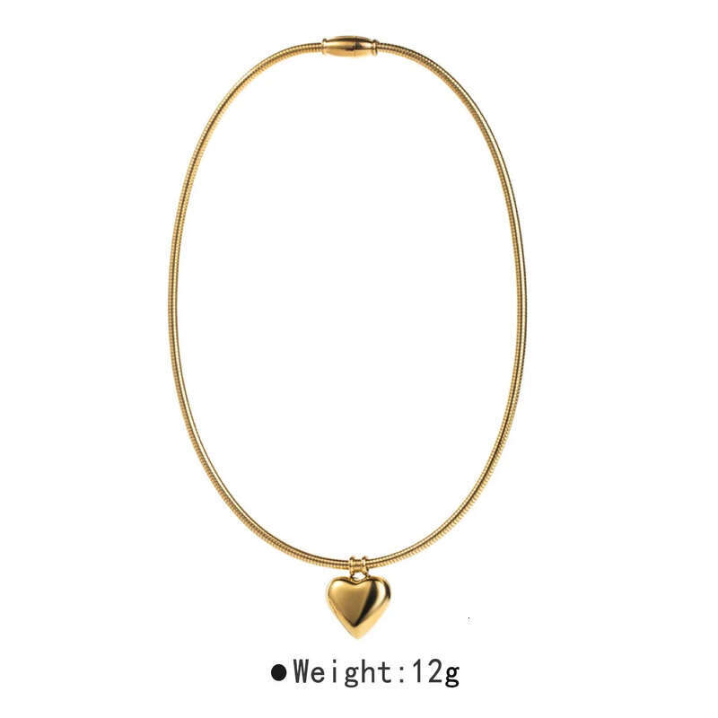 Ins Top Sell Heart Pendant Simple Fashion Jewelry Titanium Stainless Steel Circle Party High Quality Smooth Snake Chain Women Necklace For Lover Gift 