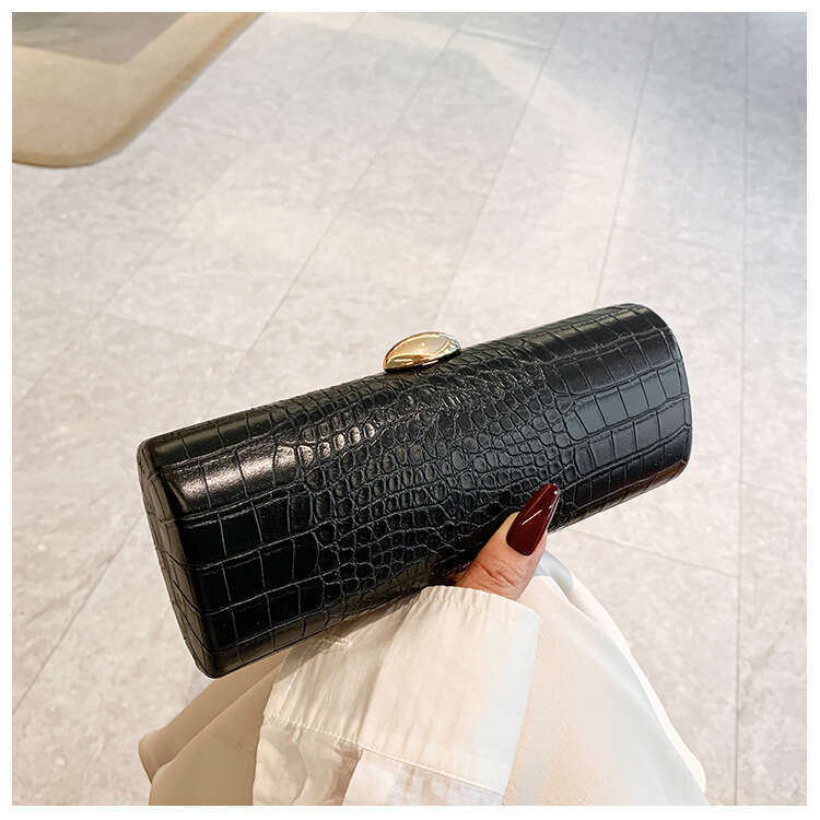 designer bag Luxury bag Warm Brown Crocodile Pattern Long Baguette Handbag Trendy Motorcycle Date Party Irregular Bag