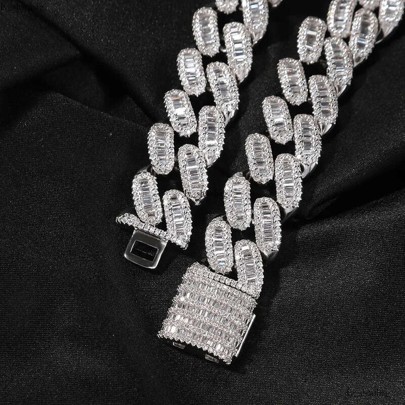 15mm Hip Hop Tennis Real Plated Zircon Mosaic Cuban Link Chain Necklace Bracelet Jewelry Gold Sier Color