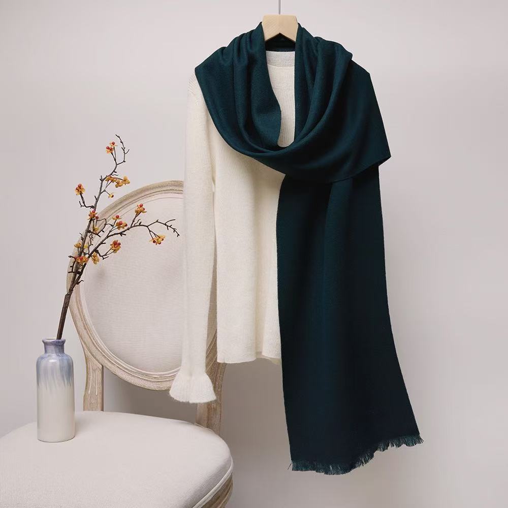 T1956 pure wool scarf autumn and winter warm all-match solid color