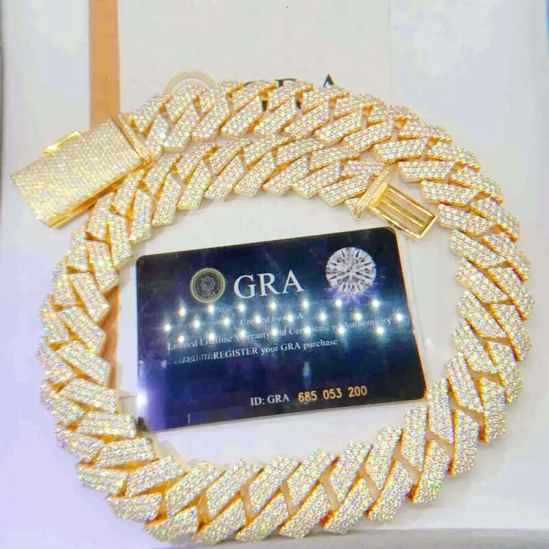 designer sier necklace Necklaces iced out pass dia tester Sterling Vvs moissanite pendant cuban link chain