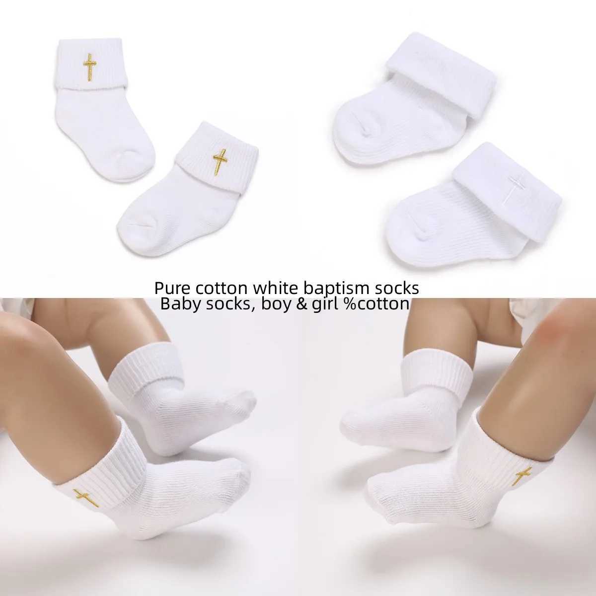 HAIZHIW Soft Newborn Babys First Baptist Shoe Newborn Boys and Girls White Baptist Shoes Soft Sole Walking ShoesJ250930