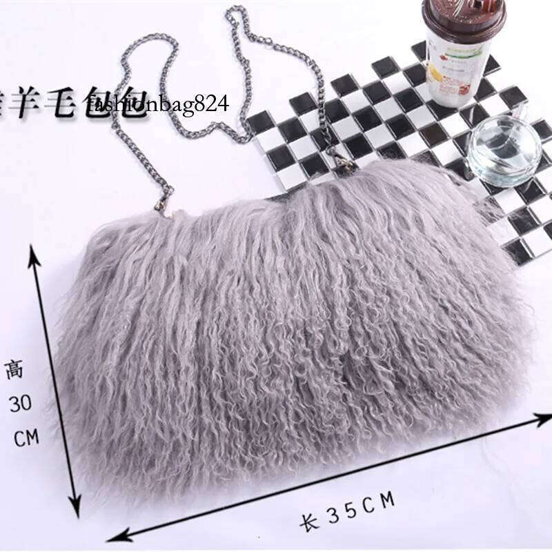 Soft Real Fur wool Chain Shoulder for Women Designer Purses and Handbags Women's Party Clutch Crossbody Bag High Quality