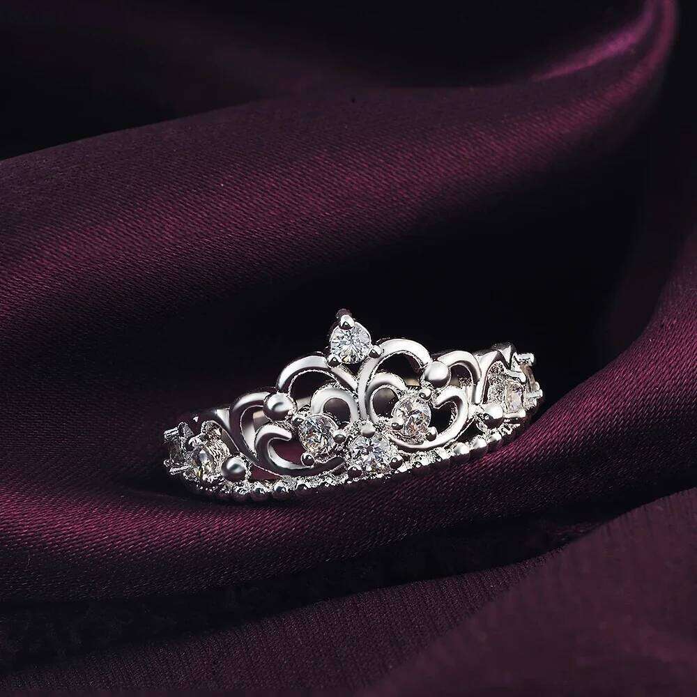 charm Sterling sier Rings For women crystal Crown size 7 8 Fashion party Christmas Gifts engagement wedding Jewelry Fine