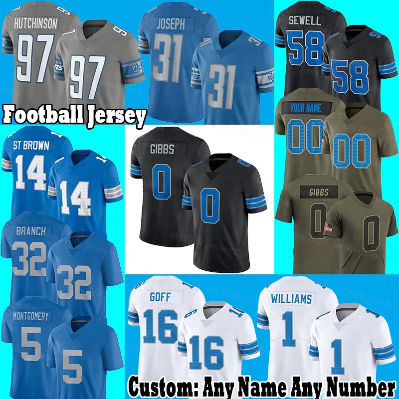 14 Amon-Ra St. Brown Football Jerseys 0 Jahmyr Gibbs 16 Jared Goff Penei Sewell Sam LaPorta Jake Bates Derrick Barnes Alex Anzalone Jack Malcolm Rodriguez Jack Fox Allen