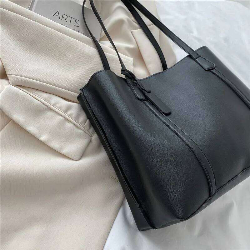 Large Capacity Women's New Soft Leather Tote Bag, Casual and Versatile Single Shoulder Bags for Woman Korean Style Handbags