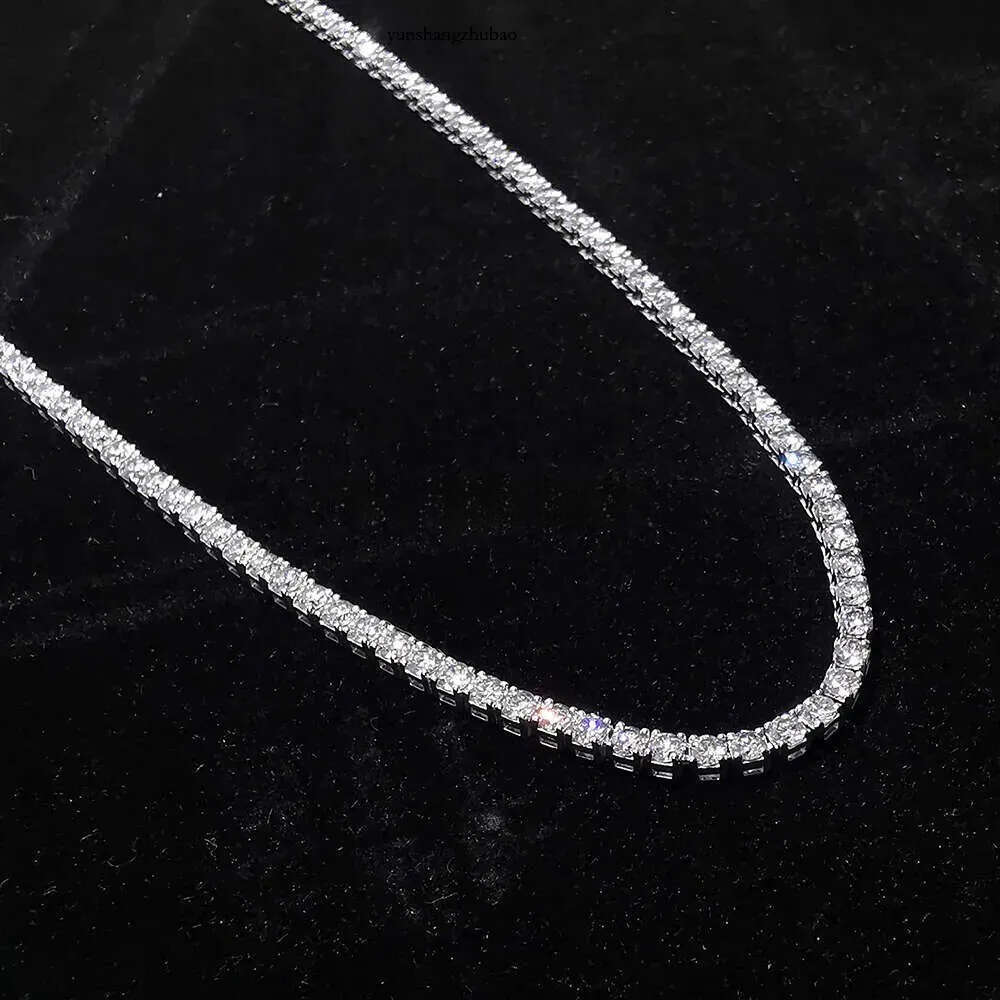 Style Design 14K Au585 Solid Pure White Gold Lab Grown Dia Moissanite Tennis Necklace for Women Wedding