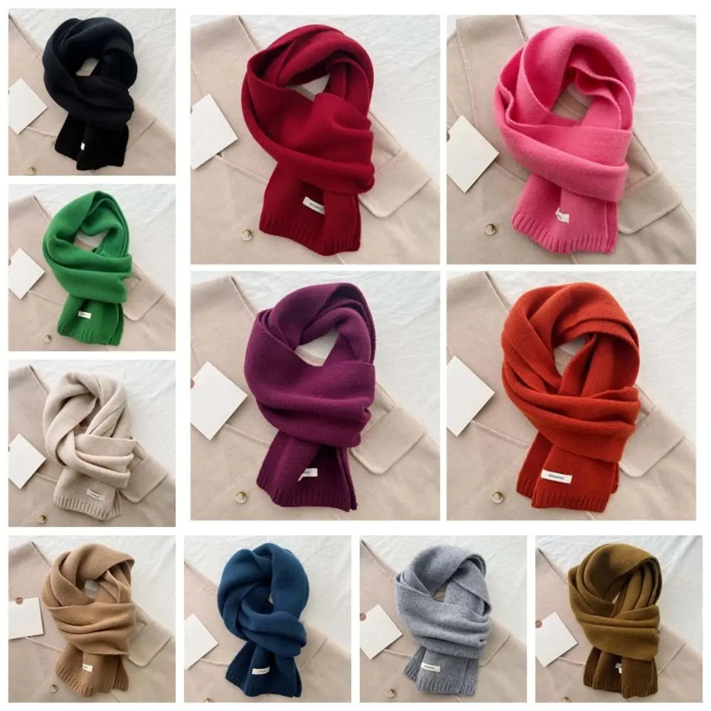 Large Solid Color Knitting Wool Scarf Soft Coldproof Long Thickened Neckscarf Versatile Windproof Winter Warmer Scarf Outdoor 250930