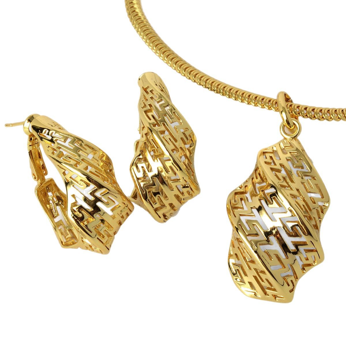 Jewelry Exquisite Irregular Hollow-out Luxury Creative Geometric Texture Earrings and Necklace Set, a Stylish and Individual Jewelry Collection