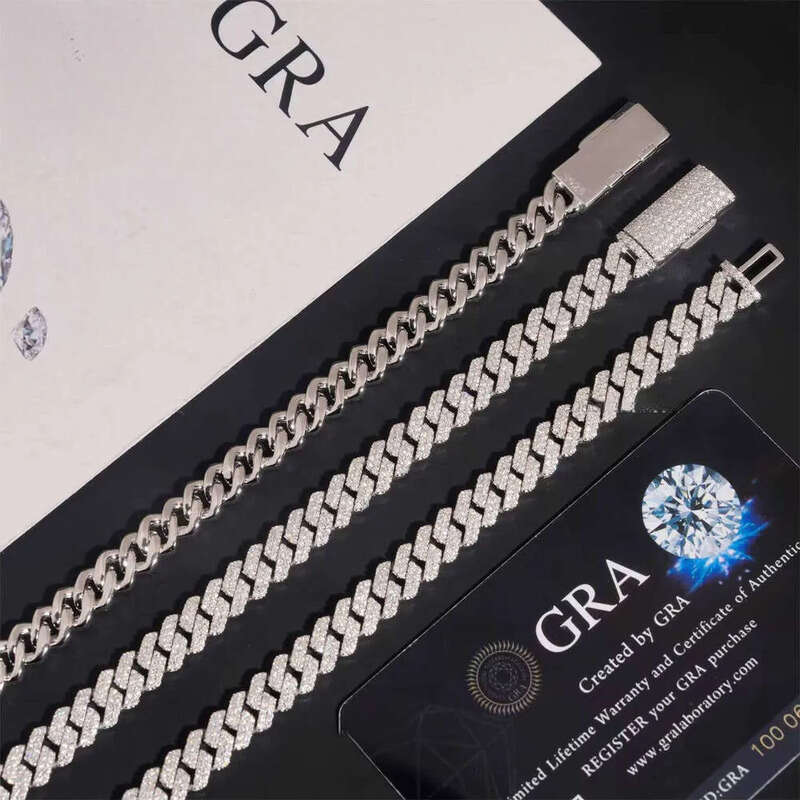 Ready to Ship Classic 8mm Moissanite Hip Hop Jewelry Sier Iced Out Cuban Link Pass Dia Chain