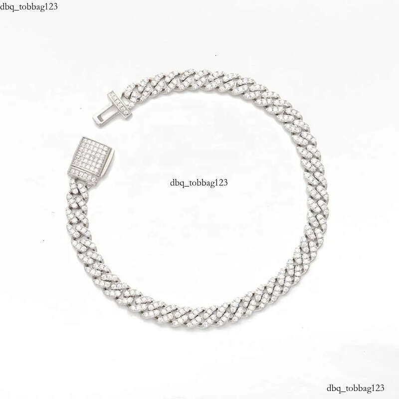 6mm S Sterling Sier Iced Out VVS Moissanite cuban link Bracelet Women Jewelry Dia Test Necklace