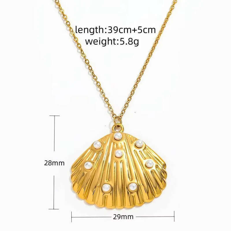 Fenny Wholesale PVD Plated Waterproof Fashion Classic Coean Shell Starfish Pearl Pendant Stainless Steel Necklace for Women