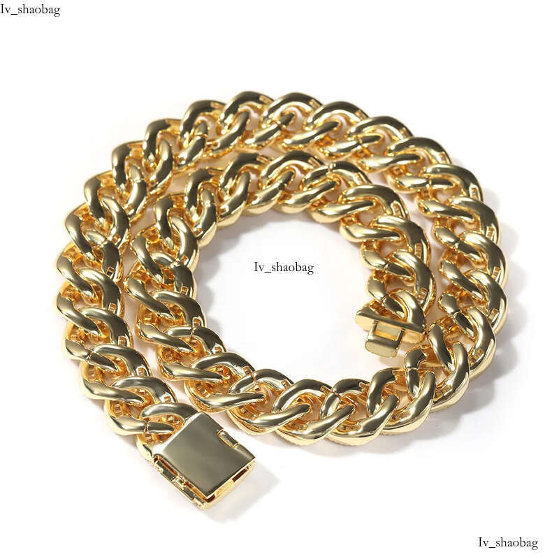 15mm Hip Hop Tennis Real Plated Zircon Mosaic Cuban Link Chain Necklace Bracelet Jewelry Gold Sier Color