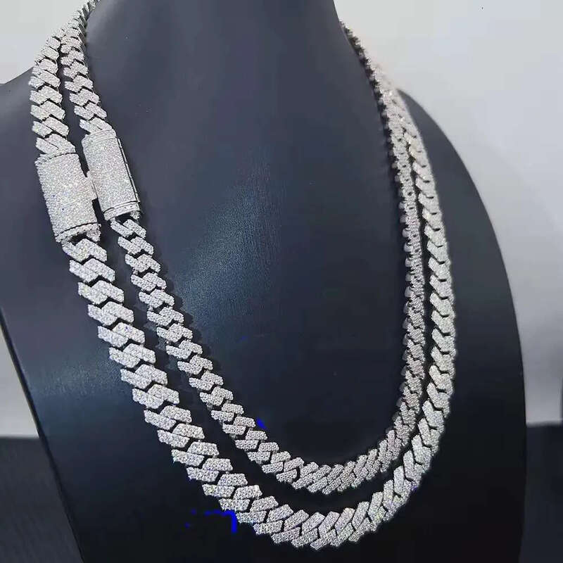 designer moissanite ice out dia 14mm wide GRA gold sterg sier cuban k chain for men fashion necklace with box