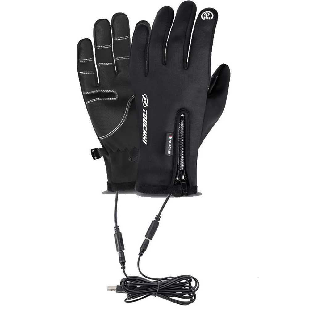 USB Touch Screen Gloves Heated Motorcycle Gloves Heating Thermal Gloves for Cycling Running Driving Hiking Walking for Women Men Z250925