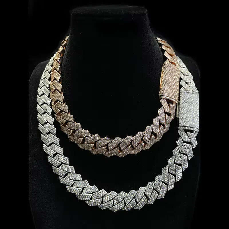 Pass Dia Test Cuban Link Chain 20mm 4 Rows with GRA VVS Moissanite Necklace Sier for Rapper Hip-Hop Jewelry Men