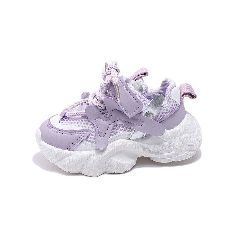 Kids Shoes Girls Sneakers Mesh Toddler Casual Tennis Sneakers Kidszworld Spring Fashion Running Sport Girl Platform Shoes Balck Purple Khaki Size 21 -
