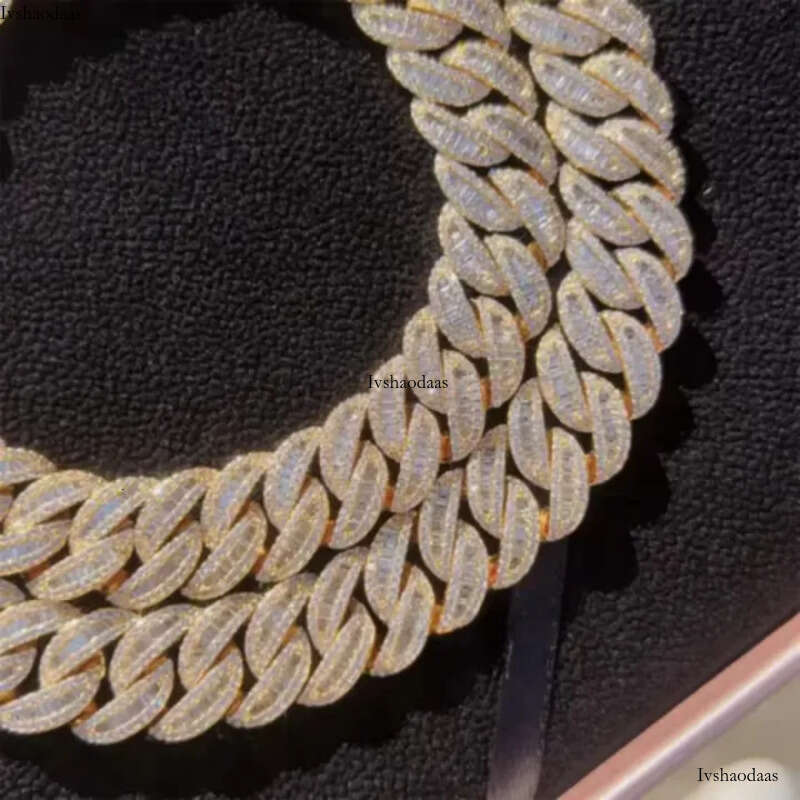 15mm 18mm 20mm Moissanite Fine Sterling Sier Necklace Fashion Hip-Hop Cuban Link Chain Brand Jewelry