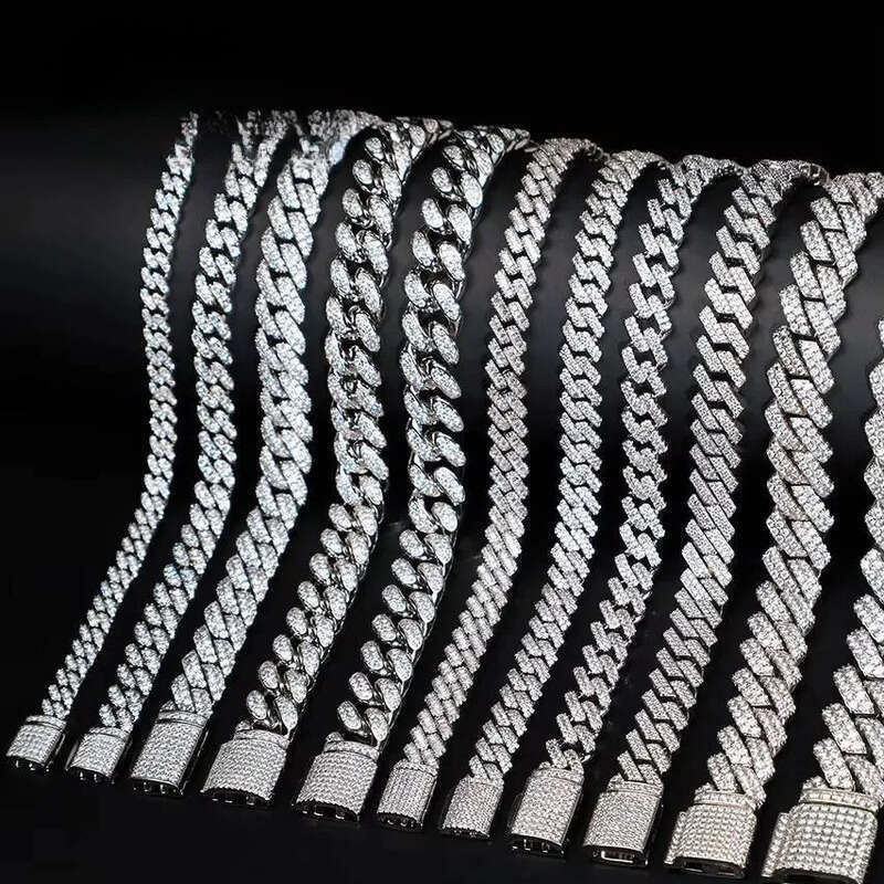 Ready to Ship 6/8/10/15mm Sterling Sier Vvs Men Women Hip Hop Iced Out Gold Moissanite Cuban Link Bracelet
