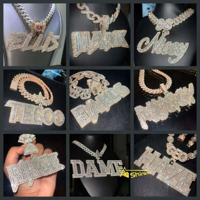 Hip Hop Fine Jewelry Face VVS Moissanite Dia Necklace Custom 3D Iced Out Pendant